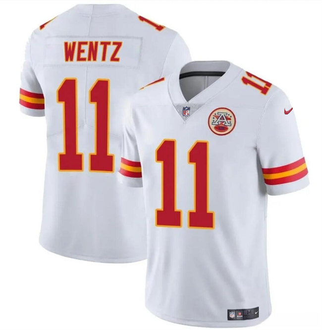 Men??s Kansas City Chiefs #11 Carson Wentz White Vapor Untouchable Limited Football Stitched Jersey